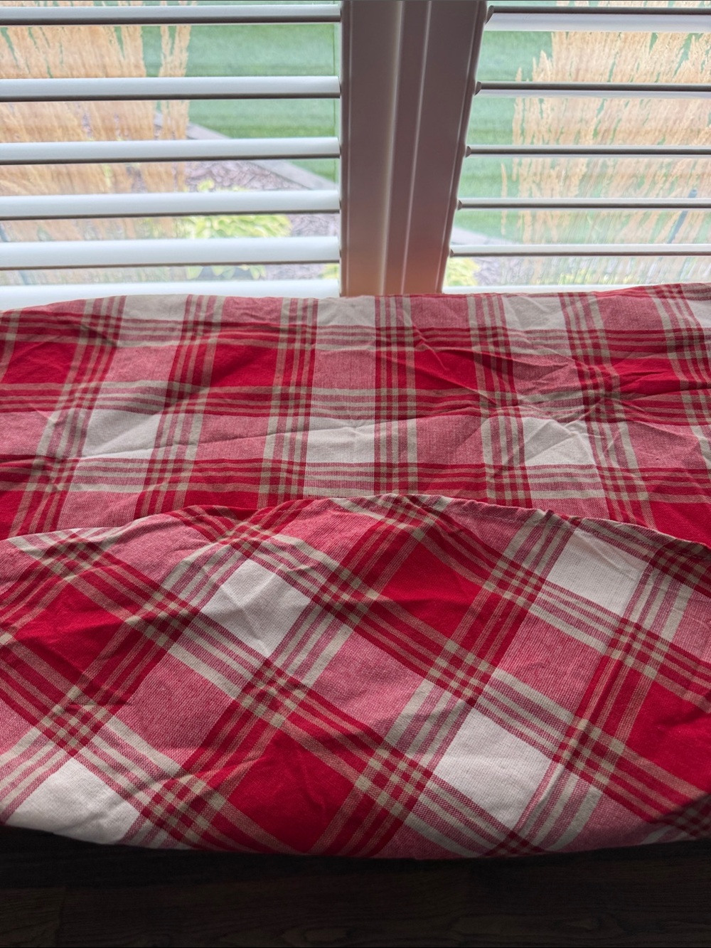 Round Plaid Tablecloth 60” Cotton
